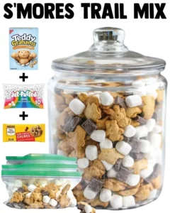 Delicious S'mores Trail Mix with chocolate, marshmallows, and graham crackers