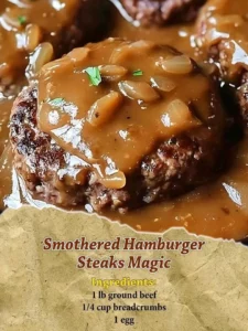 Delicious smothered hamburger steaks topped with savory gravy