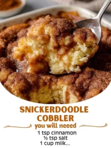 Freshly baked snickerdoodle cobbler topped with cinnamon sugar