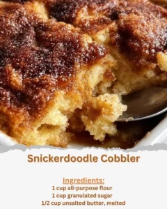 Delicious snickerdoodle cobbler topped with cinnamon sugar