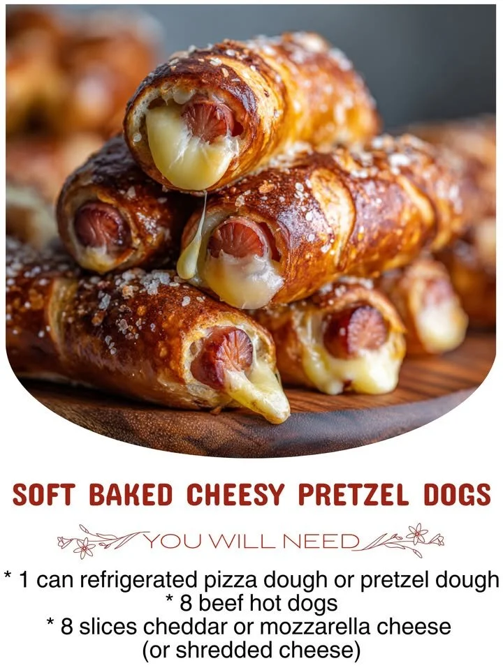 Soft Baked Cheesy Pretzel Dogs