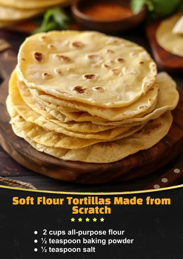 Homemade soft flour tortillas ready to serve