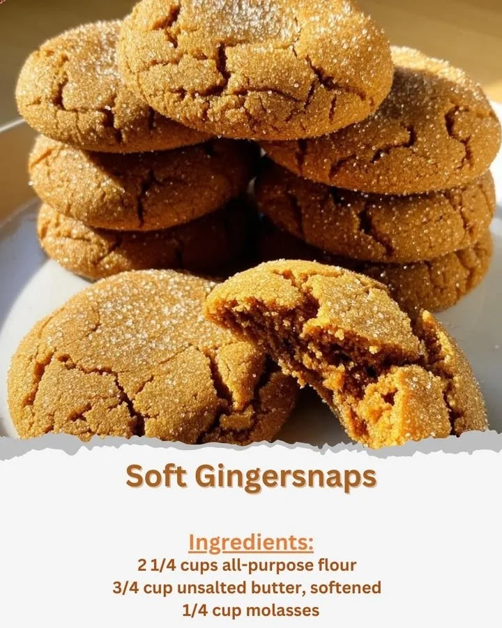 Delicious soft gingersnaps placed on a rustic wooden table.