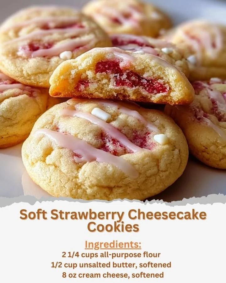 Soft Strawberry Cheesecake Cookies