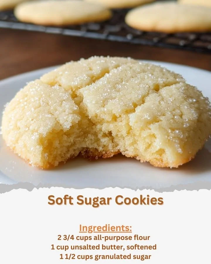 Freshly baked soft sugar cookies on a cooling rack