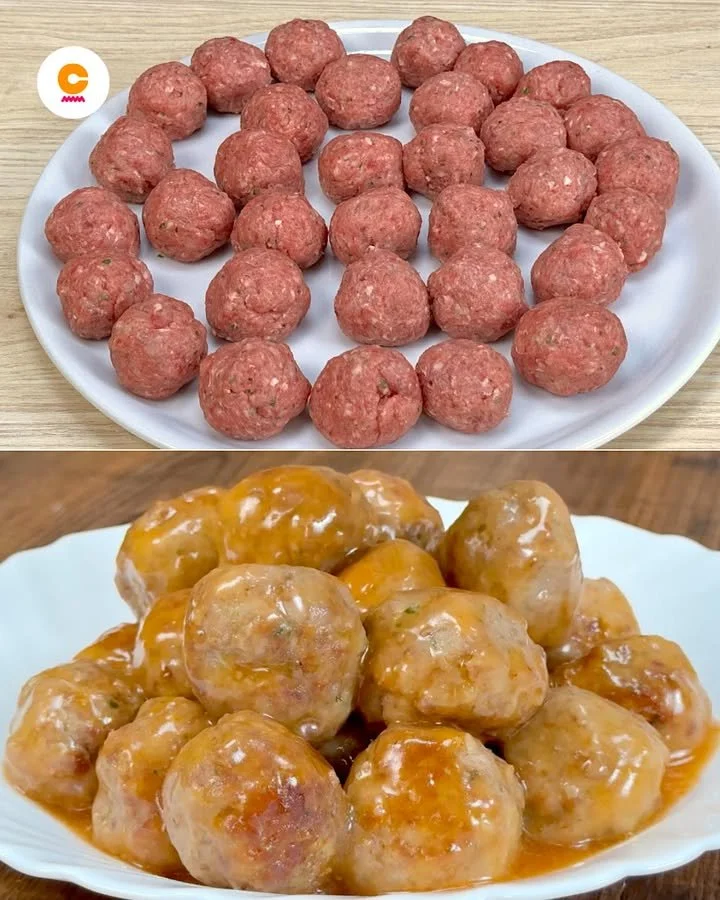 Plate of the softest meatballs served with marinara sauce and spaghetti
