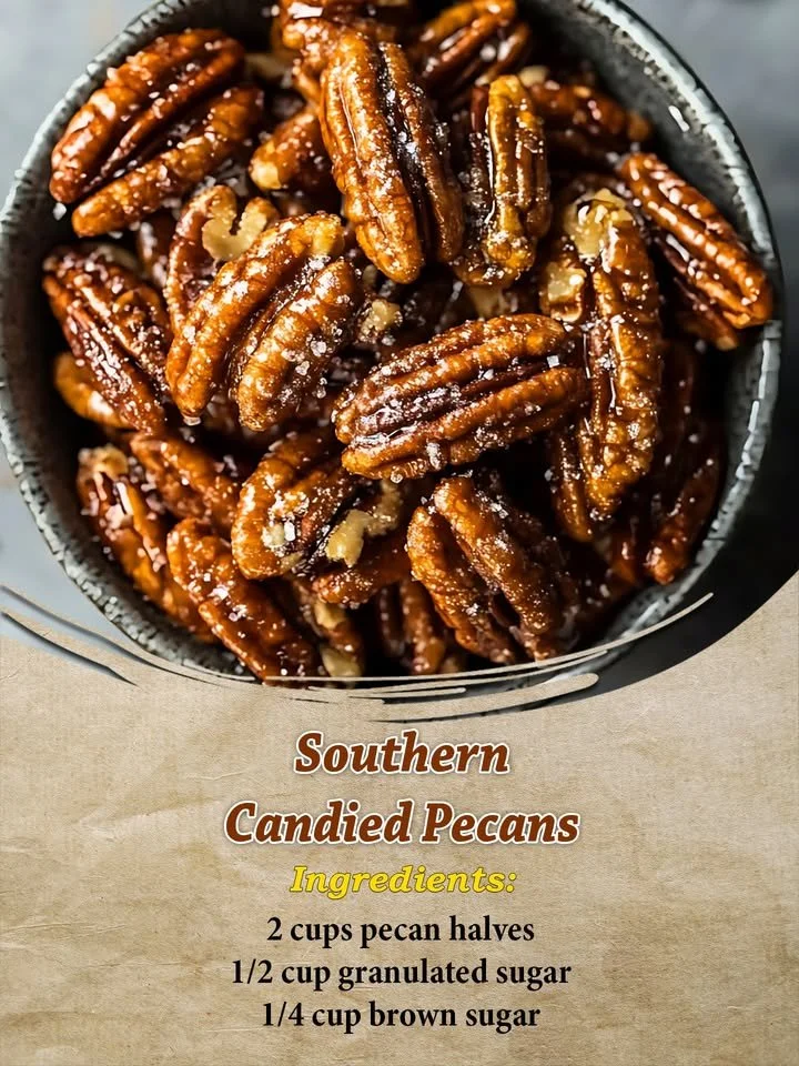 Delicious homemade Southern candied pecans in a bowl