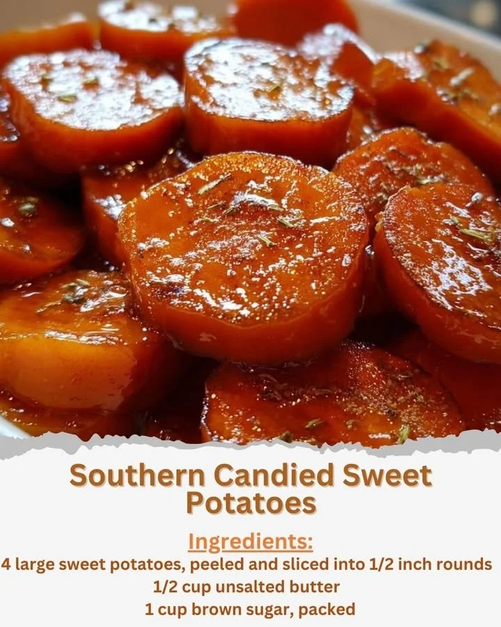 Delicious Southern candied sweet potatoes served warm with a rich glaze