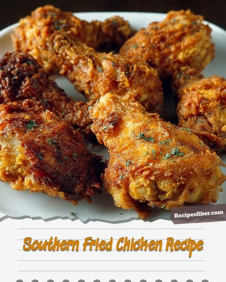 Southern fried chicken on a plate with crispy texture and golden color