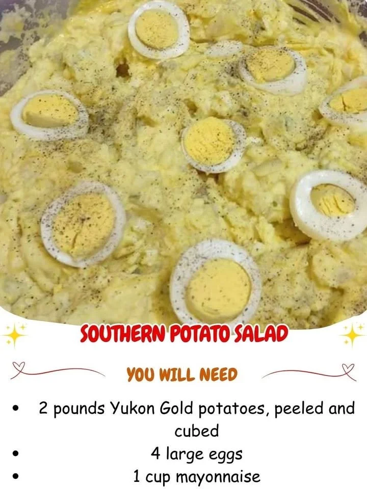 Delicious Southern potato salad prepared with creamy dressing and fresh ingredients