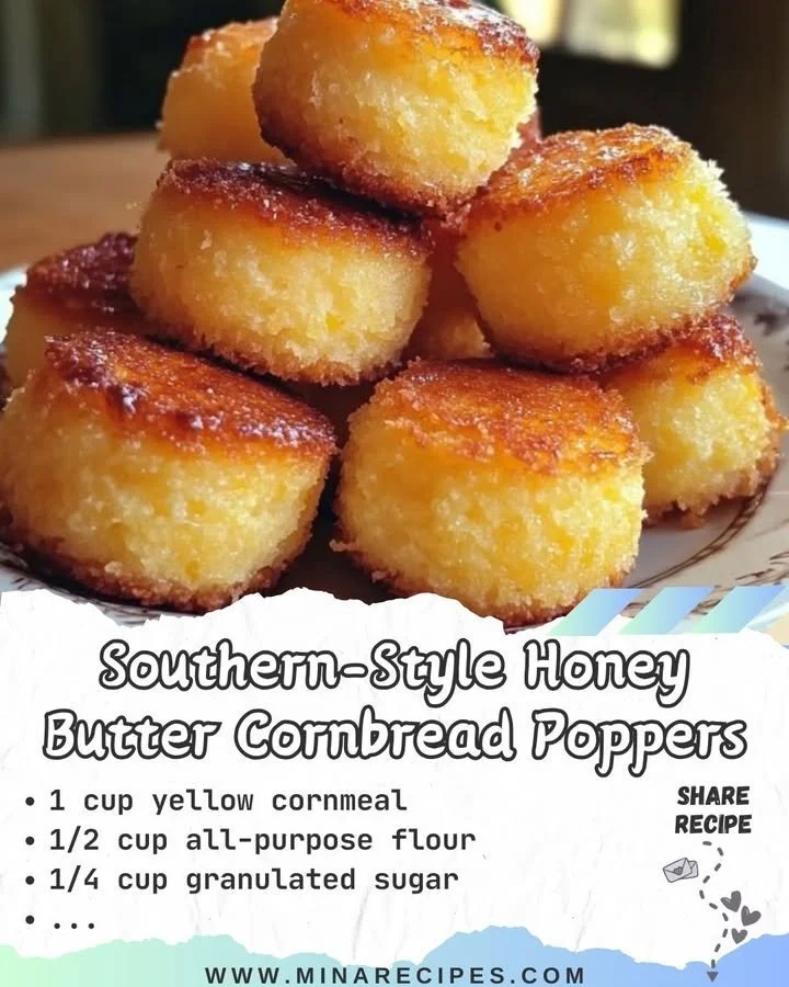 Southern-Style honey butter cornbread poppers served on a plate