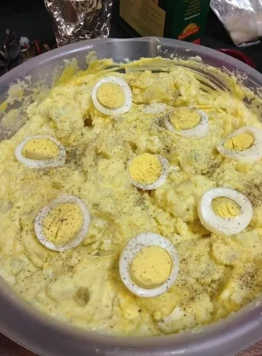 Bowl of Southern-style potato salad with herbs and spices