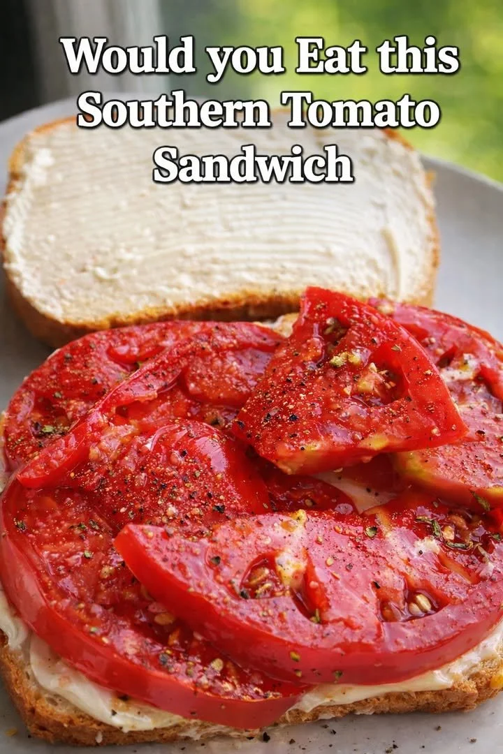 Delicious Southern tomato sandwich with fresh tomatoes and mayo on toasted bread.