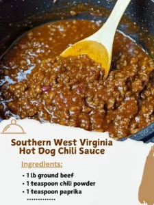 Southern West Virginia hot dog chili sauce served over hot dogs