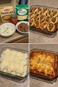 Delicious spaghetti stuffed shells filled with cheese and marinara sauce