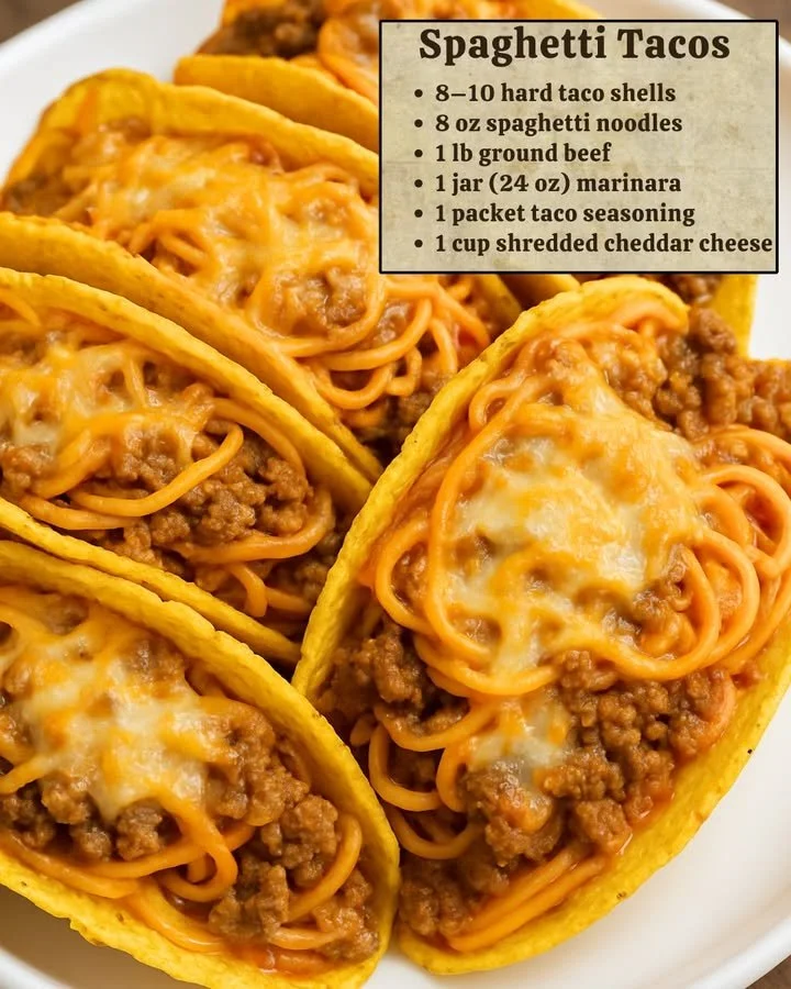 Delicious Spaghetti Tacos served on a plate, showcasing a fun fusion of flavors.