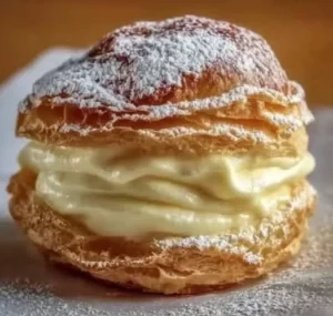 Special Italian cream puffs filled with creamy custard, a delicious dessert treat.