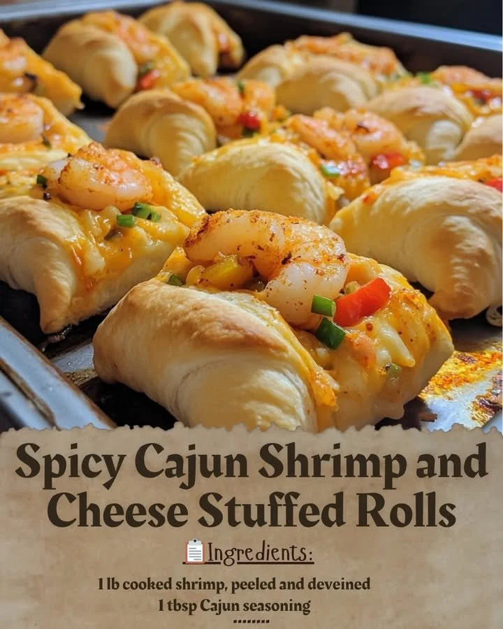 Spicy Cajun shrimp rolls stuffed with cheese and flavorful shrimp.