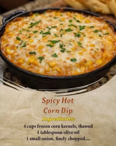 Delicious Spicy Hot Corn Dip served in a bowl with tortilla chips