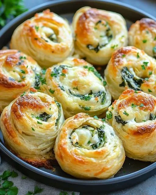 Spinach Artichoke Crescent Roll Bake topped with cheese and herbs