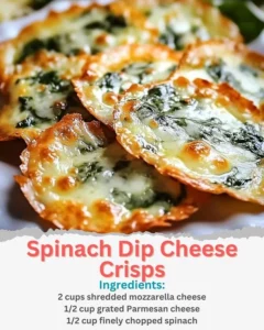 Delicious spinach dip cheese crisps served as a snack.
