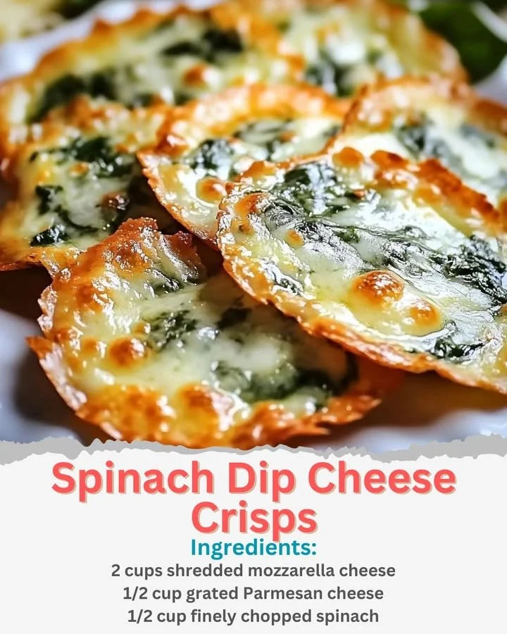Delicious spinach dip cheese crisps served as a snack.