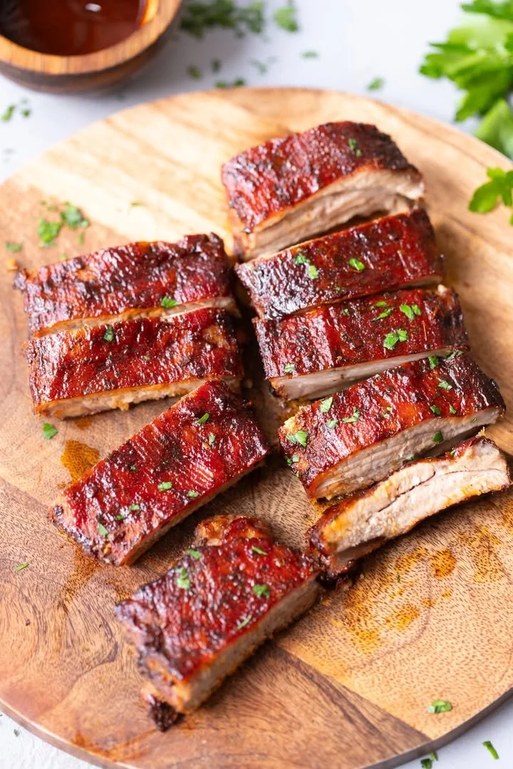 Delicious St Louis Style Ribs ready to be served on a grill.