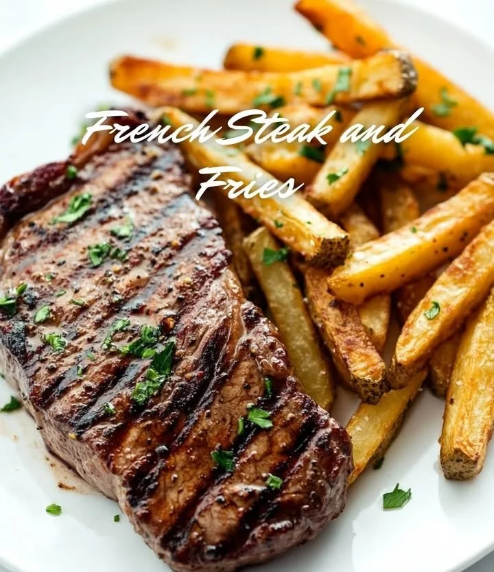 Crispy steak fries served alongside a juicy steak, perfect for a hearty meal
