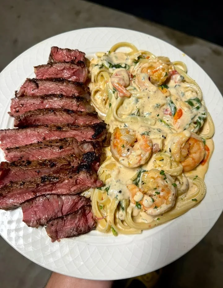 Steak and Shrimp Alfredo