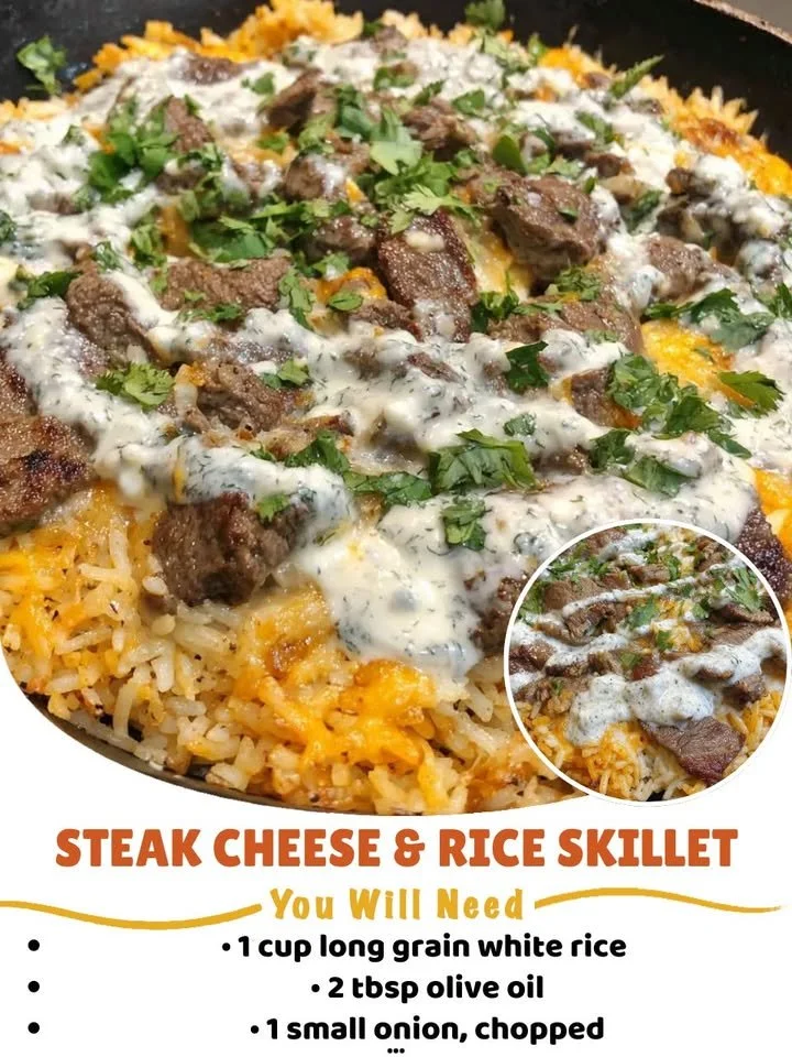 Steak Cheese & Rice Skillet
