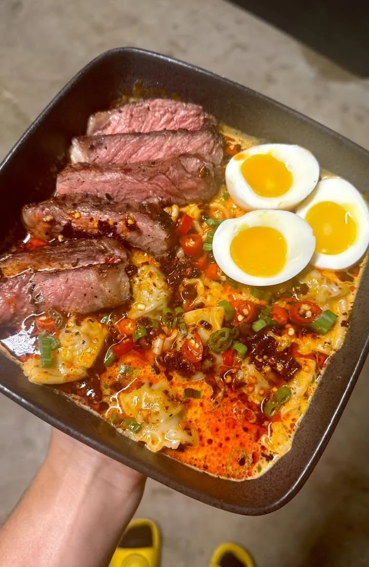 Steak Wonton and Noodle Soup