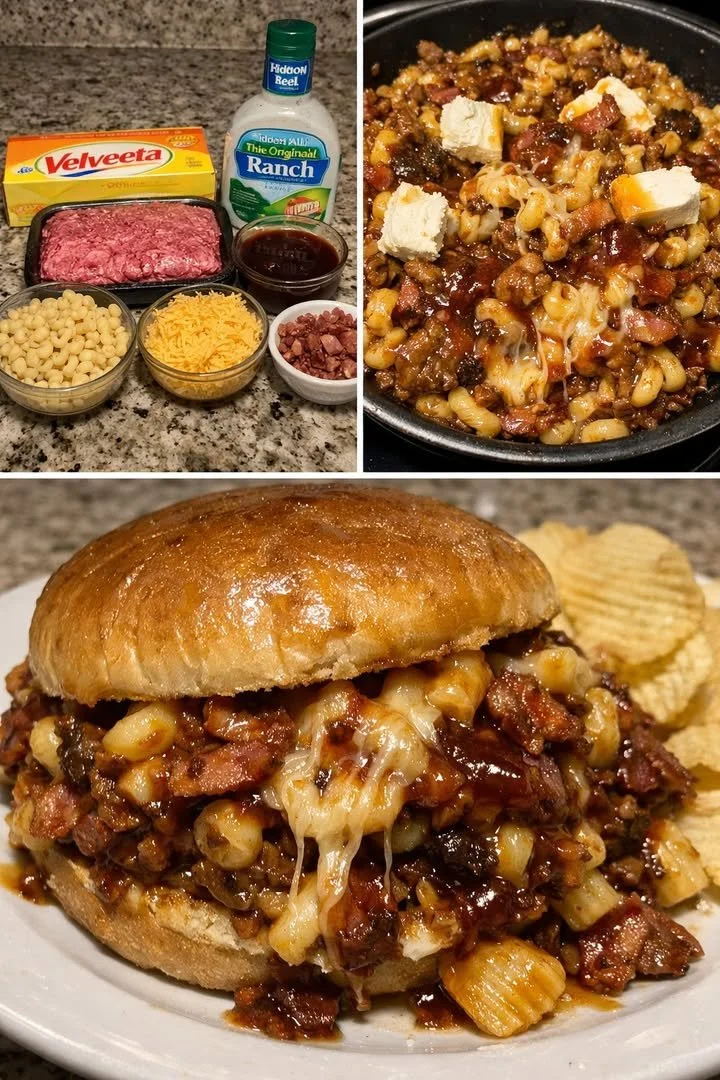 Sticky BBQ Bacon Mac Cheeseburger Sloppy Joe Melt