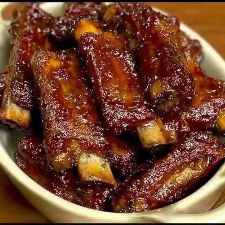Deliciously sticky honey garlic ribs glazed in a sweet sauce