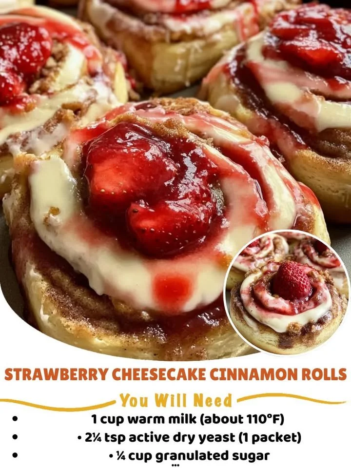 Strawberry Cheesecake Cinnamon Rolls