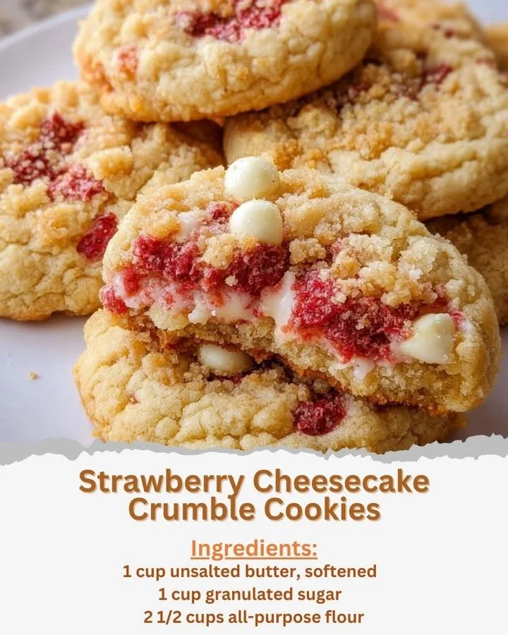 Strawberry Cheesecake Crumble Cookies