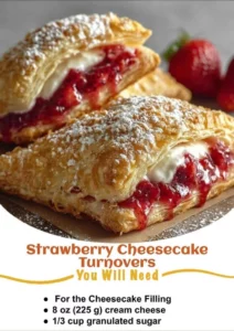 Strawberry Cheesecake Turnovers with flaky pastry and creamy filling