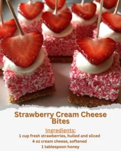 Delicious Strawberry Cream Cheese Bites served on a plate