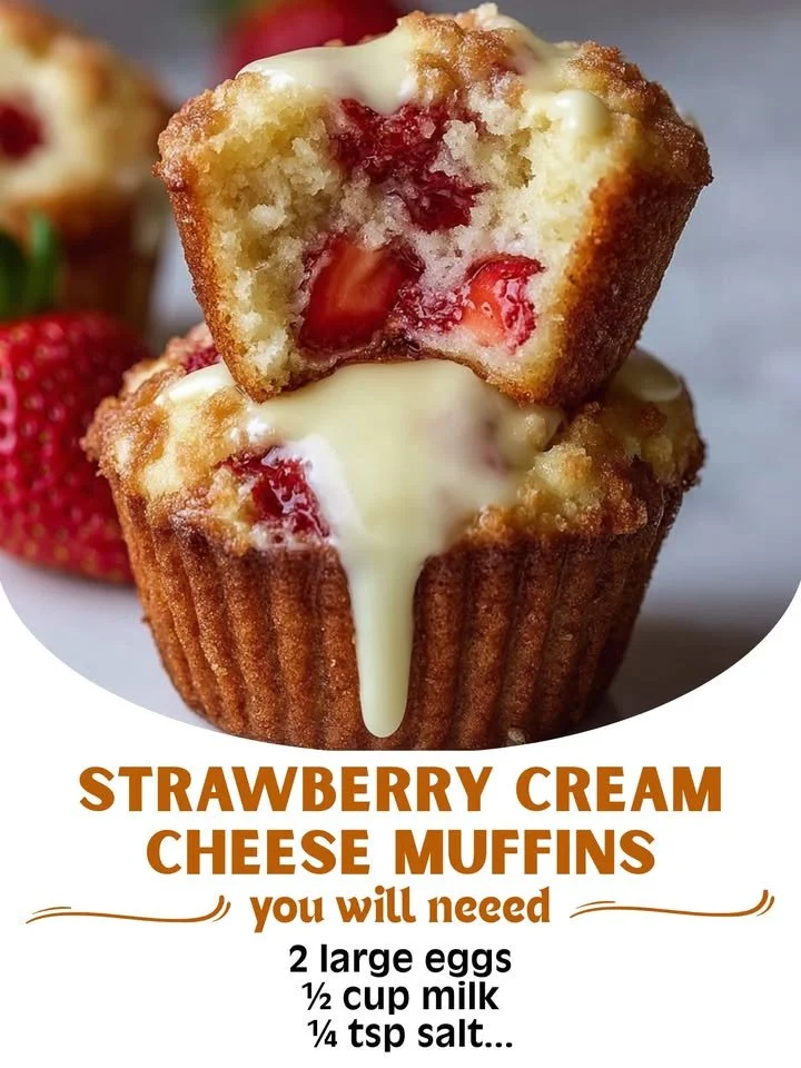 Delicious Strawberry Cream Cheese Muffins fresh out of the oven