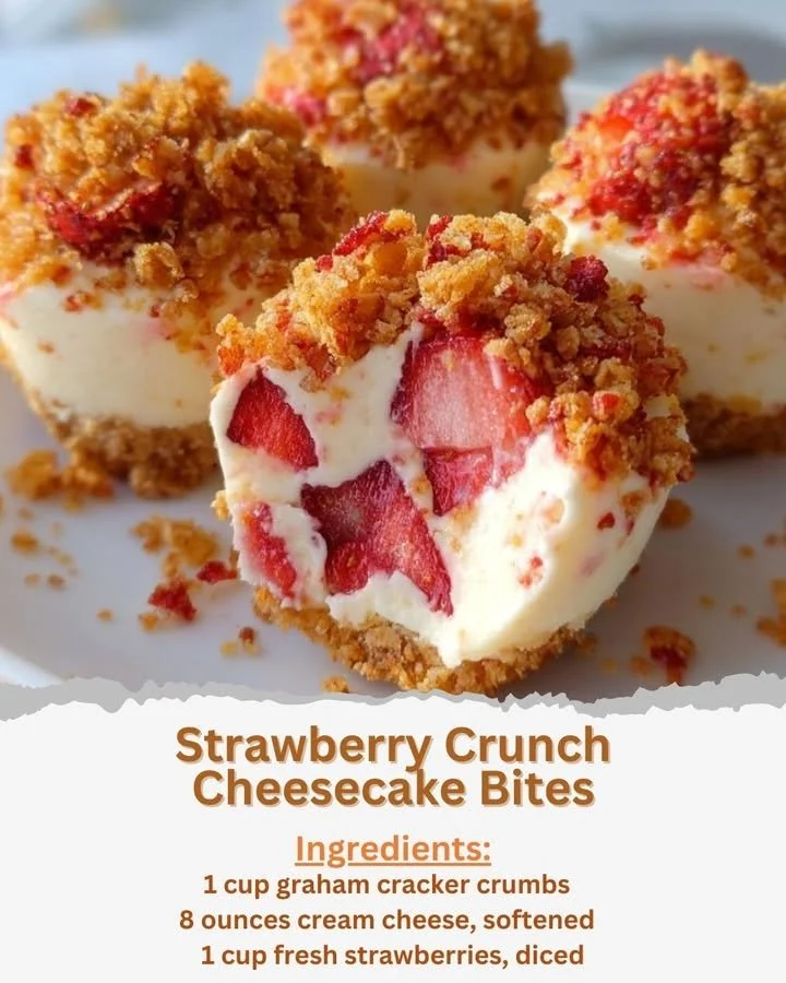 Strawberry Crunch Cheesecake Bites
