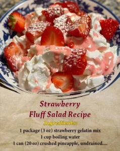 Delicious Strawberry Fluff Salad with fresh strawberries and whipped cream