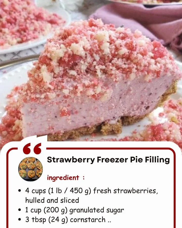 Strawberry freezer pie filling in a bowl ready for pie preparation