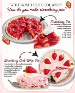 A delicious homemade strawberry pie and vibrant strawberry jello pie on a table.