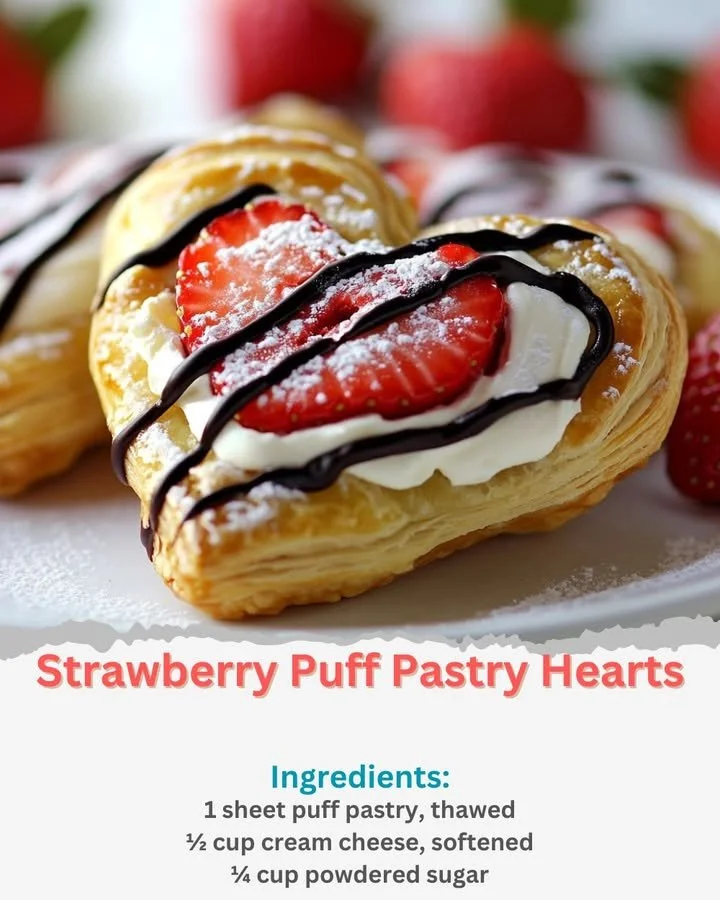 Strawberry Puff Pastry Hearts