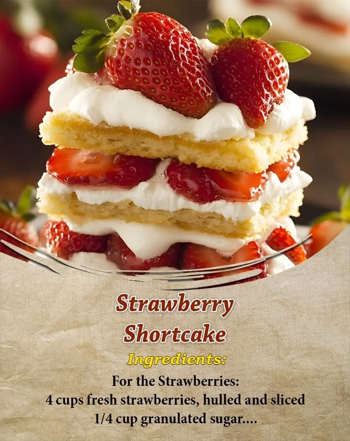 Delicious homemade Strawberry Shortcake with fresh strawberries and whipped cream