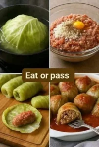 A plate of delicious stuffed cabbage rolls garnished with herbs