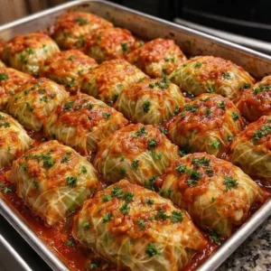 Delicious homemade stuffed cabbage rolls served on a plate