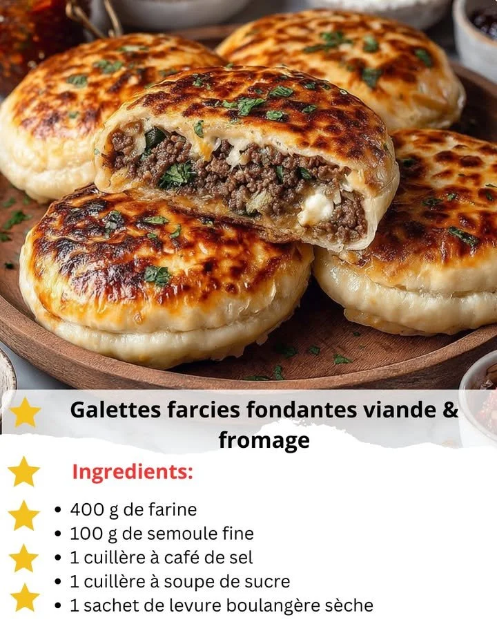 Delicious stuffed melting cakes filled with meat and cheese