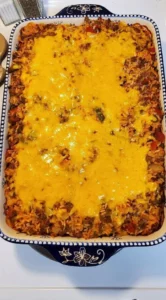 Delicious stuffed pepper casserole served in a bowl with toppings