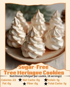 Sugar-free tree meringue cookies on a decorative plate