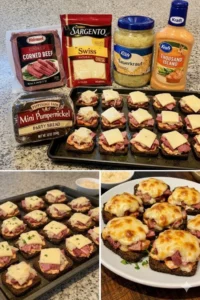 Delicious Super Bowl Reuben sandwich ready to serve at a game day party
